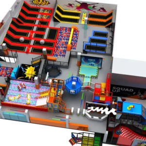 Commercial urban trampoline park with foam pit, free-fall zone & kids' soft play for malls & youth centers